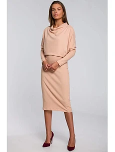 Dámské pletené šaty S245 Béžová - Stylove