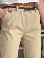 Dámské kalhoty chinos s páskem RELCIX tmavě béžové FashionStreet UY2580
