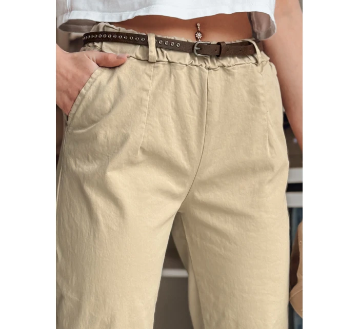 Dámské kalhoty chinos s páskem RELCIX tmavě béžové FashionStreet UY2580