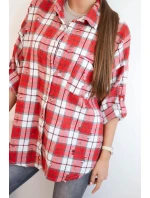 Dámská kostkovaná bavlněná košile s efektem obnošení červená Dámská kostkovaná bavlněná košile s efektem obnošení červená