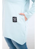 Dámská halenka Plus Size s delším zadním dílem a dlouhým rukávem tmavě mentolová