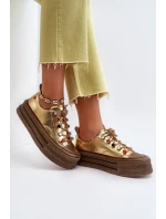 Dámské tenisky na platformě model 21650185 Zlaté - Goe