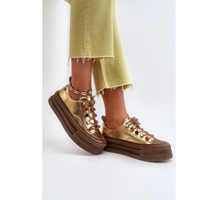 Dámské tenisky na platformě model 21650185 Zlaté - Goe