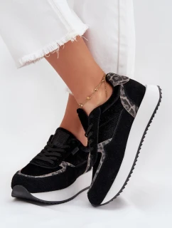 Dámské Zamszové Sneakersy Big Star OO274A312 HI-POLY SYSTEM Černé Panther