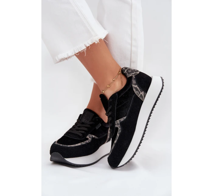 Dámské Zamszové Sneakersy Big Star OO274A312 HI-POLY SYSTEM Černé Panther Dámské Zamszové Sneakersy Big Star OO274A312 HI-POLY SYSTEM Černé Panther