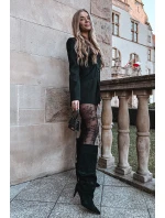 kozačky na jehlovém podpatku z veluru vyhřívané černé model 21757771 - Boto