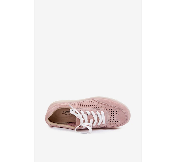 Kožené semišové dámské tenisky s Růžové model 22100237 - Boto Kožené semišové dámské tenisky s Růžové model 22100237 - Boto