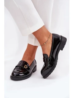 Dámské lakované mokasíny se srdíčkem S.Barski – černé