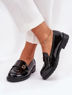 Dámské lakované mokasíny se srdíčkem S.Barski – černé