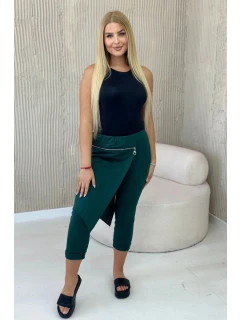 Zimní kalhoty s ozdobným zipem 6514E tmavě zelené - Kesi