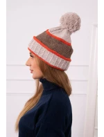 Dámská čepice Kinga K297 beige+mocca+red Dámská čepice Kinga K297 beige+mocca+red