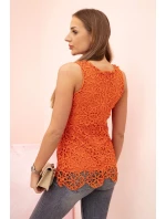 Dámská halenka s krajkou bez rukávů oranžová