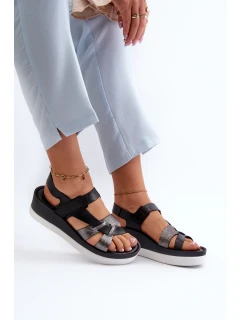 Zazoo 40397 Dámské Kožené Sandály na Platformě Černé