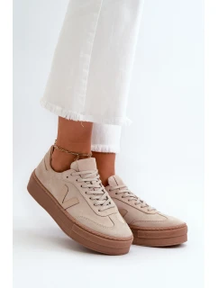 model 21665875 Dámské semišové tenisky na platformě béžové - Zazoo