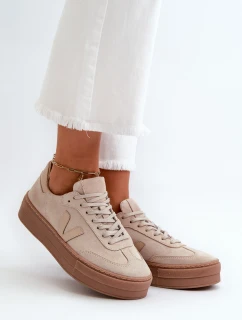 model 21665875 Dámské semišové tenisky na platformě béžové - Zazoo