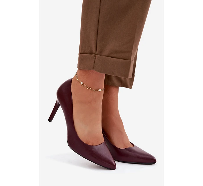 Eko Kožené Podpatky model 22069586 Bordó - SERGIO LEONE Eko Kožené Podpatky model 22069586 Bordó - SERGIO LEONE