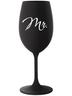 MR. - černá sklenice na víno 350 ml