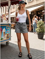 Dámské tmavě šedé džínové šortky FashionStreet SY0506