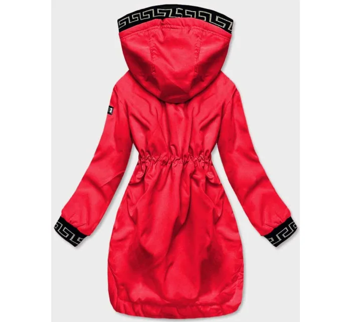 Tenká červená dámská bunda s ozdobnou lemovkou model 18195495 - S'WEST Tenká červená dámská bunda s ozdobnou lemovkou model 18195495 - S'WEST