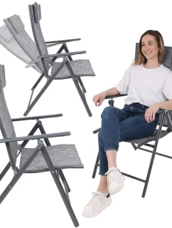 ZAHRADNÍ SEDADLA 57x68x106CM 2xTEXTLINE 7 POLOH SADA S OPĚRKOU HLAVY.2 ks