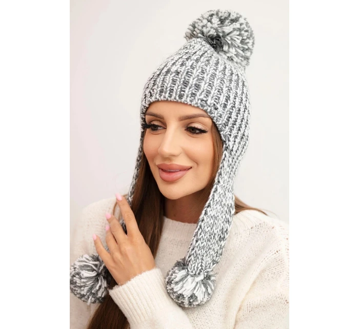 Dámská čepice s ušima Emma K343 grafitová Dámská čepice s ušima Emma K343 grafitová