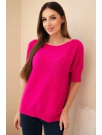 Dámský svetr z viskózy s krátkým rukávem fuchsie Dámský svetr z viskózy s krátkým rukávem fuchsie