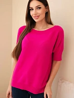 Dámský svetr z viskózy s krátkým rukávem fuchsie