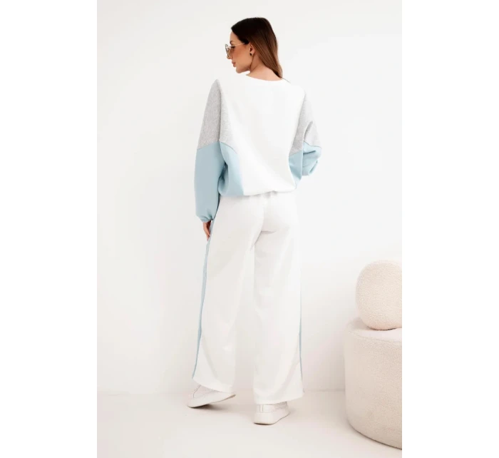 Dámská souprava s volnou mikinou a kalhotami s širokými nohavicemi mátová