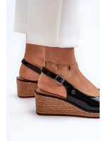 Dámské lakované sandály na platformě Sergio Leone SK301 Černé