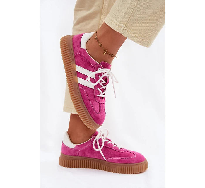 Dámské semišové tenisky na platformě fuchsiové model 22100209 - Boto Dámské semišové tenisky na platformě fuchsiové model 22100209 - Boto