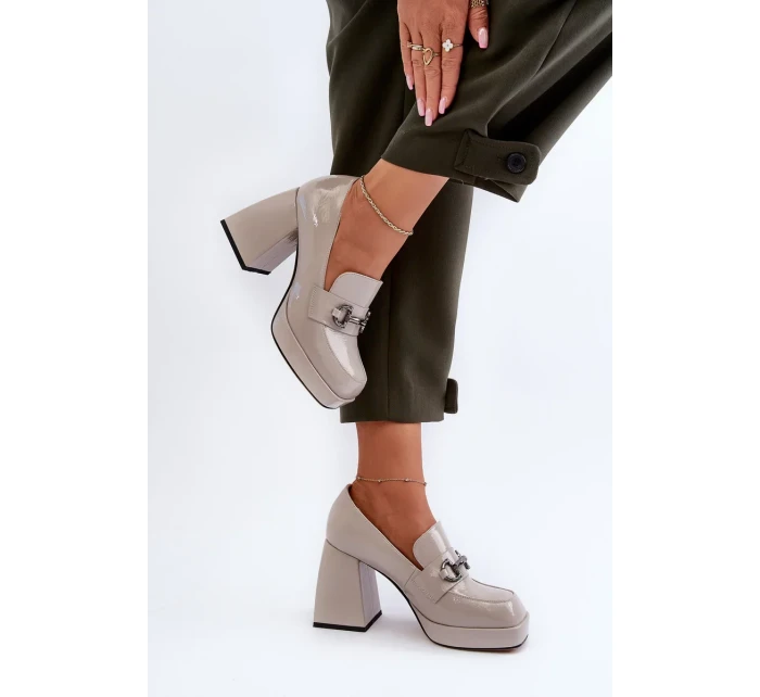 Dámské patentované boty na vysokém podpatku Šedá D&A Dámské patentované boty na vysokém podpatku Šedá D&A