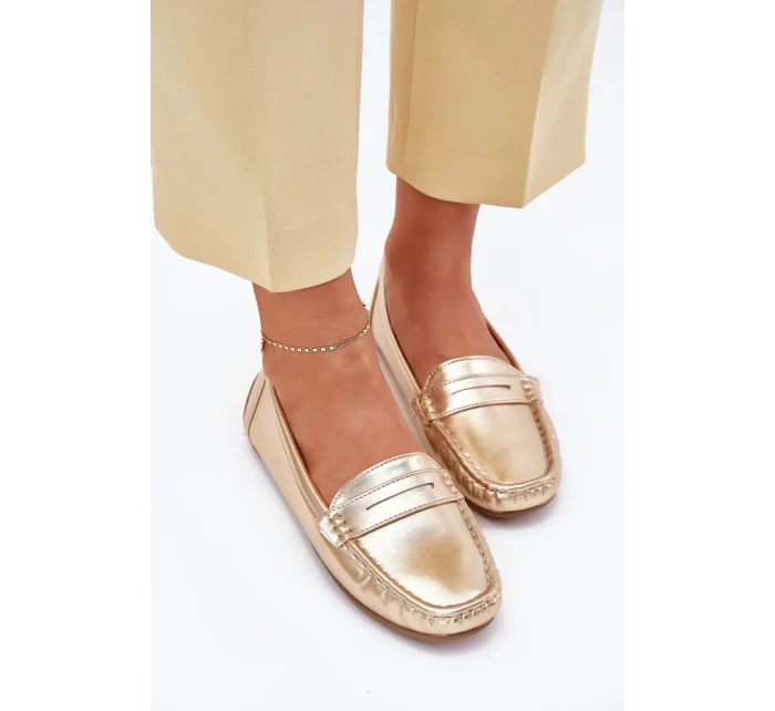 Dámské mokasíny z eko kůže model 21834423 – zlaté - Kesi