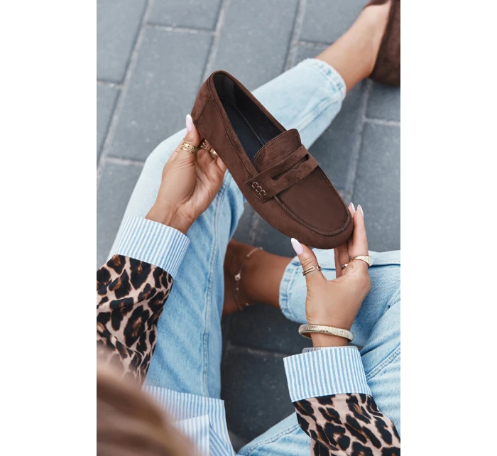 Dámské loafersy mokasíny s plochou podrážkou Roseline – tmavě hnědé Dámské loafersy mokasíny s plochou podrážkou Roseline – tmavě hnědé