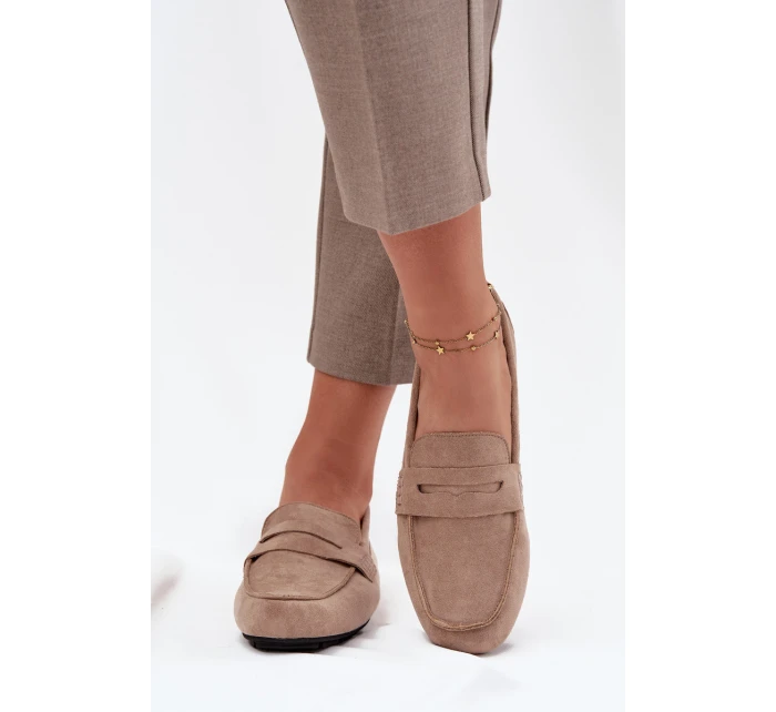 Dámské loafersy mokasíny s plochou podrážkou Roseline – béžové