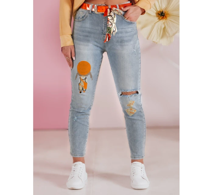 Dámské džínové kalhoty slim fit s páskem GIRLHOOD modré FashionStreet UY2484