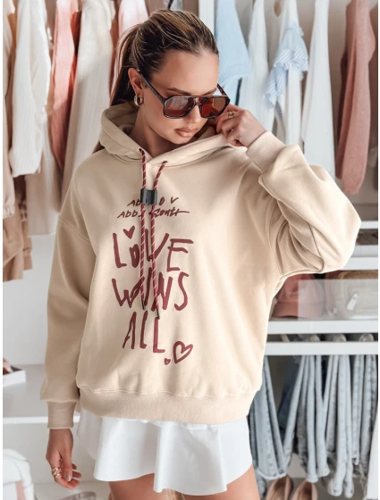 Dámská mikina oversize LOVEWILL béžová FashionStreet BY1471