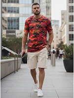 Pánské tričko s potiskem v kamuflážovém vzoru, oranžové, FashionStreet NX2002R Pánské tričko s potiskem v kamuflážovém vzoru, oranžové, FashionStreet NX2002R