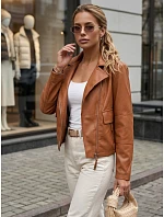 Dámská hnědá kožená bunda ve stylu Ramones od FashionStreet TY5715 Dámská hnědá kožená bunda ve stylu Ramones od FashionStreet TY5715