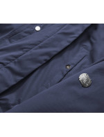 Tmavě modro-béžová dámská zimní prošívaná bunda parka (M-21356)