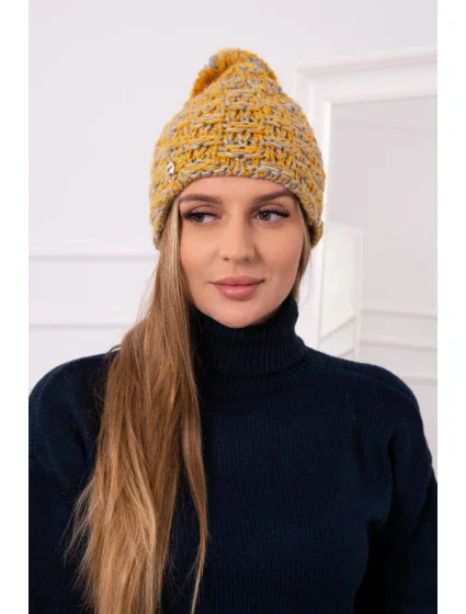 Fleecová čepice Fiona K275 hořčicová+šedá Fleecová čepice Fiona K275 hořčicová+šedá