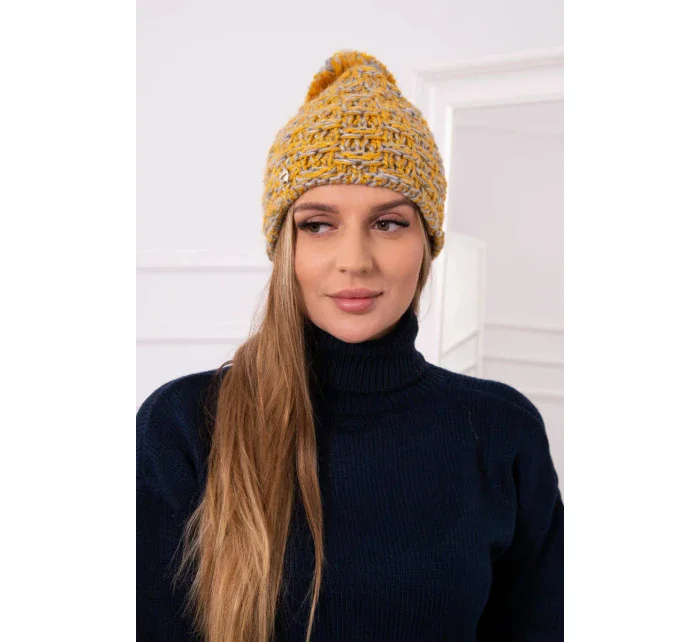 Fleecová čepice Fiona K275 hořčicová+šedá Fleecová čepice Fiona K275 hořčicová+šedá