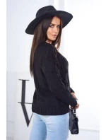 Svetr s pleteninou černý Svetr s pleteninou černý