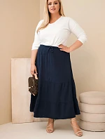 Dámská sukně Plus Size z bavlněného mušelínu s volánem a gumičkou námořnická modrá