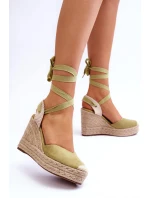 Vázané Sandály Na Vysokém Klínu Zelené Lendy Vázané Sandály Na Vysokém Klínu Zelené Lendy