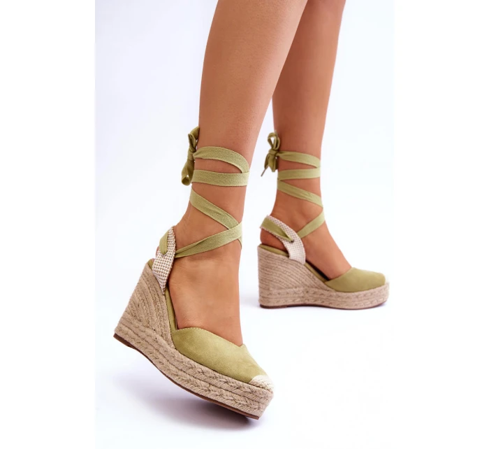 Vázané Sandály Na Vysokém Klínu Zelené Lendy Vázané Sandály Na Vysokém Klínu Zelené Lendy