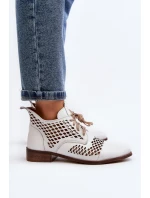 Kožené vyšívané boty Zazoo 2704 Bílé