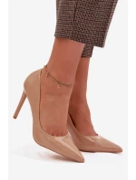 Lakované lodičky z eko kůže tmavě béžové Jonira