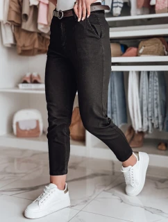 Dámské kalhoty slim fit s páskem TAIRONIK black FashionStreet UY2544