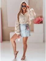 Dámská oversize mušelínová košile MUSLINEA béžová FashionStreet DY0478