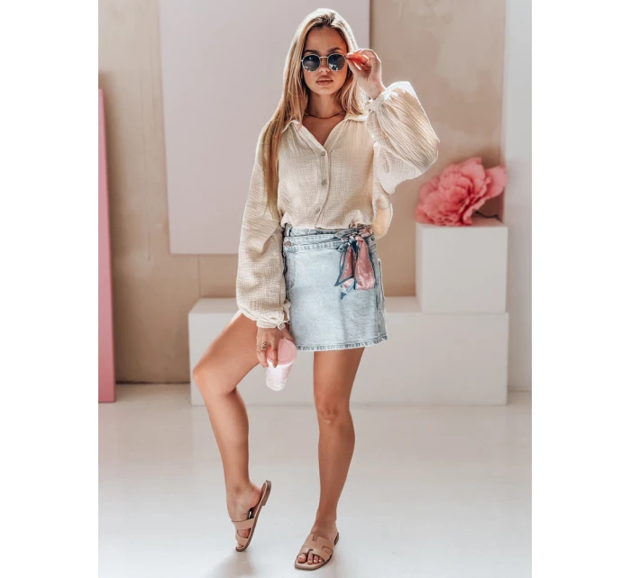 Dámská oversize mušelínová košile MUSLINEA béžová FashionStreet DY0478